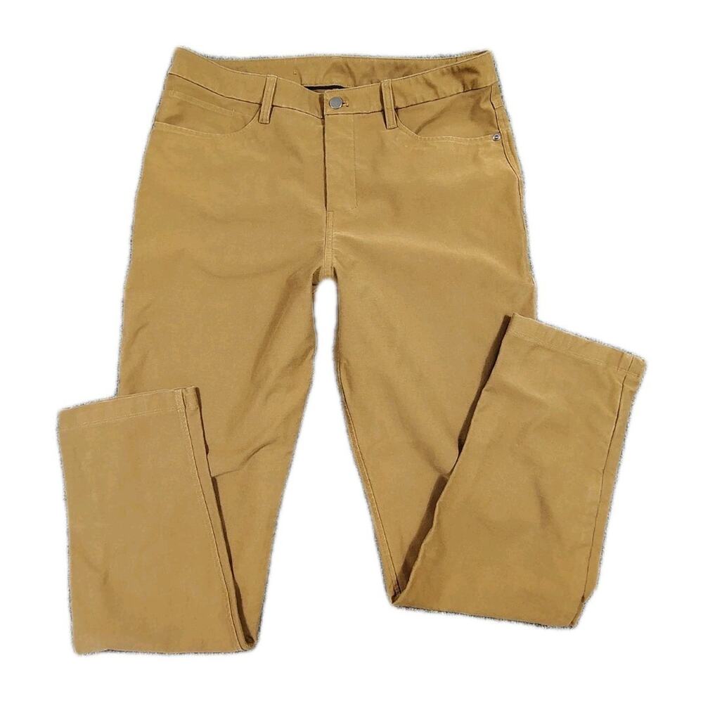 Lululemon ABC Classic Fit 5 Pocket Pant Men's 33 x 32 Khaki Utilitech Fabric EUC